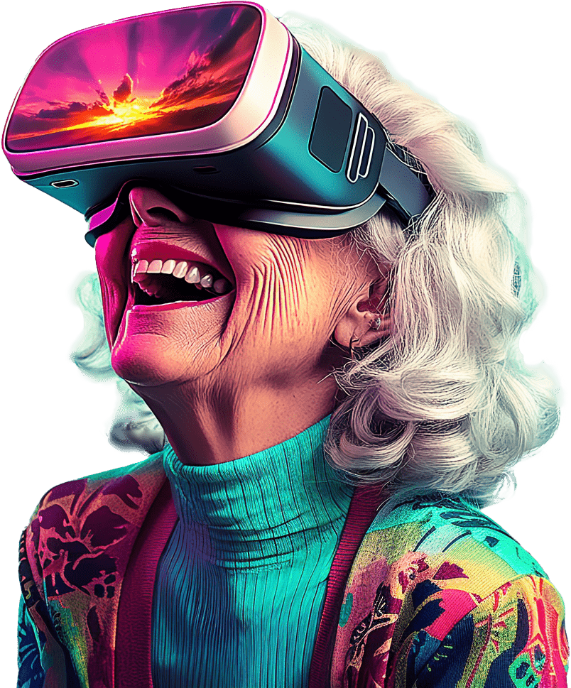 Senior using VR headset